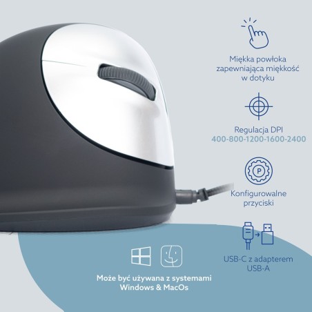 Ergonomiczna Mysz R-Go Maus He Ergonomicznie Praworęczna Usb Średnia Czarna Retail