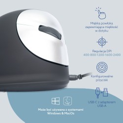 Ergonomiczna Mysz R-Go Maus He Ergonomicznie Praworęczna Usb Średnia Czarna Retail