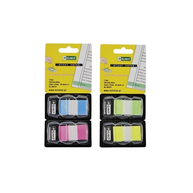 Zakładki Indeksujące Pet Z-Type 43*25 2X50Szt Neon Ziel/Żółte 960124 D.rect