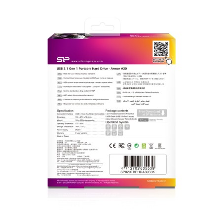 Dysk Zewnętrzny Hdd Silicon Power Armor A30 (2Tb  2.5"  Usb 3.2  5400 Obr/Min  Orange-Black  Sp020Tbphda30S3K)