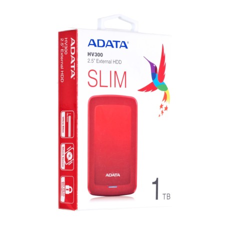 Dysk Zewnętrzny Hdd Adata Hv300 (1Tb  2.5"  Usb 3.2  Czerwony)