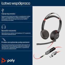 Słuchawki Nauszne Poly Blackwire 5220 8X231Aa