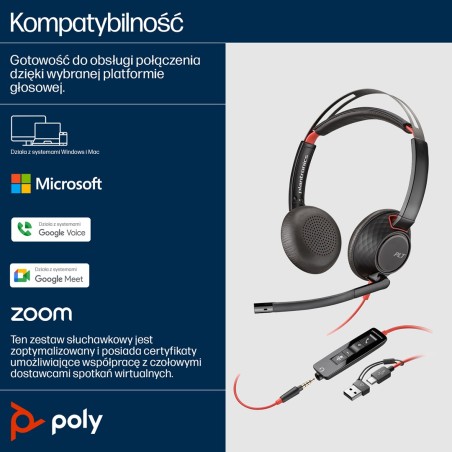 Słuchawki Nauszne Poly Blackwire 5220 8X231Aa