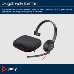 Poly Blackwire 5210 Monaural Usb-C Headset +3.5Mm Plug +Usb-C/A Adapter (Bulk)