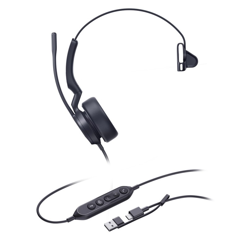 Yealink Uh44 Mono Teams Usb-C/A Zestaw Słuchawkowy Przewodowa Opaska Na Głowę Biuro/Centrum Telefoniczne Usb Type-C / Usb Type-A