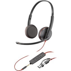 Poly Stereofoniczny Zestaw Słuchawkowy Usb-C Blackwire 3225 + Wtyczka 3,5 Mm + Przejściówka Usb-C/A (Opakowanie Zbiorcze)