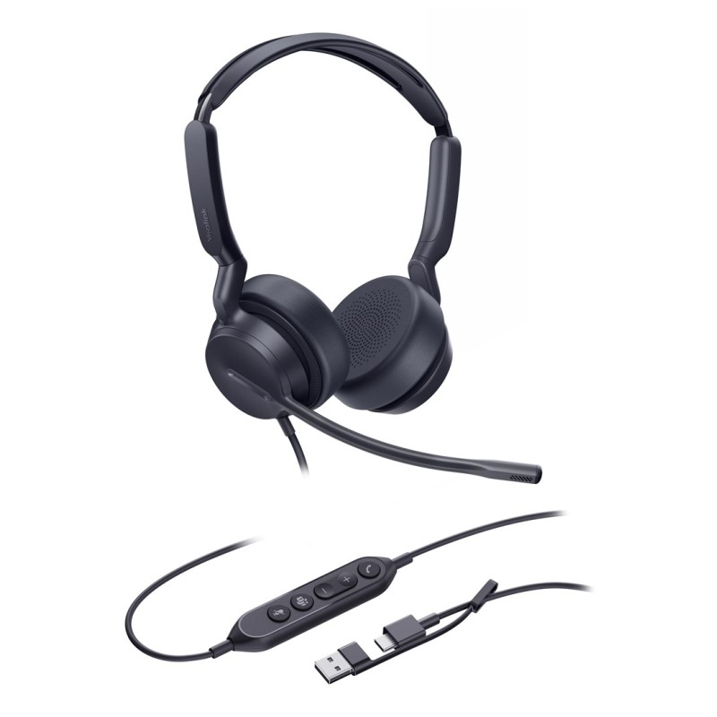 Yealink Uh42 Dual Teams Usb-C/A Zestaw Słuchawkowy Przewodowa Opaska Na Głowę Połączenia/Muzyka Usb Type-C / Usb Type-A Czarny