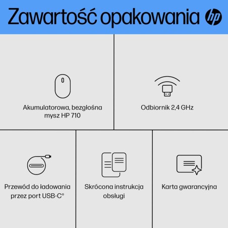 Mysz Hp 710 Rechargeable Silent Mouse Black Bezprzewodowa Z Akumulatorem Czarna 6E6F2Aa