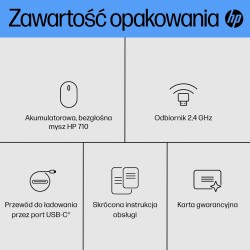 Mysz Hp 710 Rechargeable Silent Mouse Black Bezprzewodowa Z Akumulatorem Czarna 6E6F2Aa