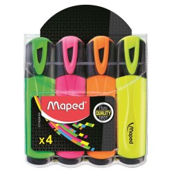 Zakreślacz Fluo Peps Mix Kolorów 4Szt Etui Z Zawieszką Maped 742547