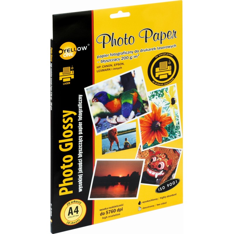 Papier Fotograficzny Laser Błyszczący, 200 G/M, A4 20 Arkuszy Yellow One 150-1378