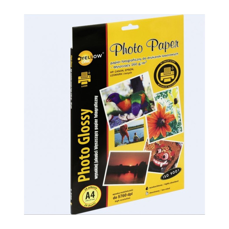 Papier Fotograficzny Laser Błyszczący, 160 G/M, A4 20 Arkuszy Yellow One 150-1377