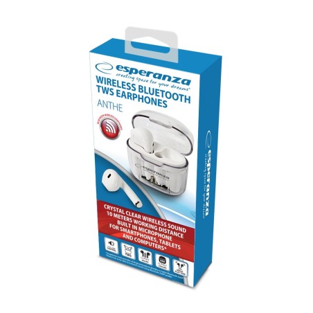 Esperanza Słuchawki Douszne Bluetooth Tws Anthe Whiterdera Eh237W