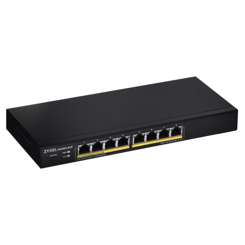 Switch Zyxel Gs1900-8Hp 8P Poe (Poe+: 8 ) 77W Managed Gigabit