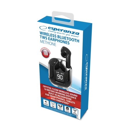 Esperanza Słuchawki Douszne Bluetooth Tws Methone Black Eh238K
