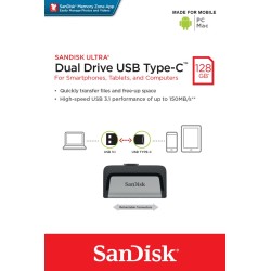 Pendrive Sandisk Ultra Sdddc2-128G-G46 (128Gb  Usb 3.1, Usb-C  Kolor Czarny)