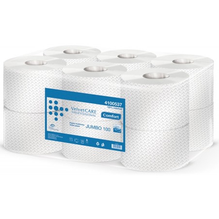 Papier Toaletowy Celuloza, 2 Warstwy, Biały, 100M - 800 Listków (12Szt) Velvet Professional Jumbo 4100537