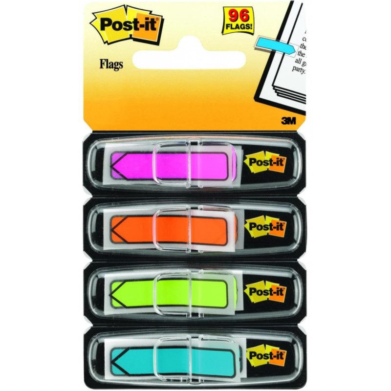 Zakładki Indeksujące Post-It (684-Arr4), Pp, 12X43Mm, Strzałka, 4X24 Kart., Mix Kolorów Neonowy 3M-70071353612