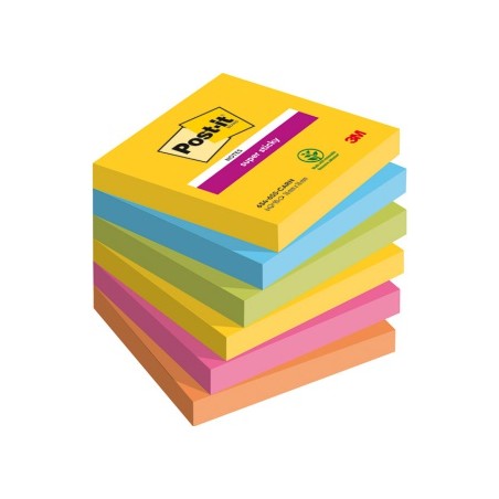 Bloczek Samoprzylepny Post-It Super Sticky, 76X76Mm, 6X90 Kart., Carnival