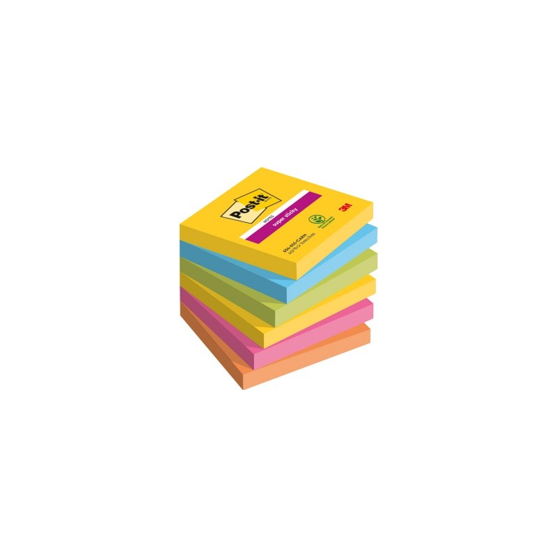 Bloczek Samoprzylepny Post-It Super Sticky, 76X76Mm, 6X90 Kart., Carnival