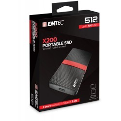 Emtec X200 512 Gb Usb Type-C 3.2 Gen 1 (3.1 Gen 1) Czarny, Czerwony