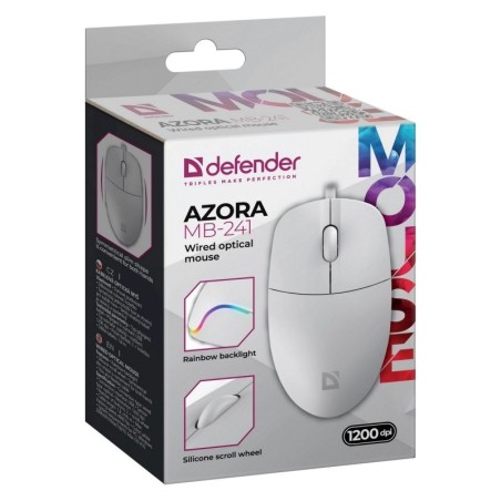 Defender Mysz Przewodowa Azora Mb-241 Optyczna 1200Dpi 3P Biala 52242