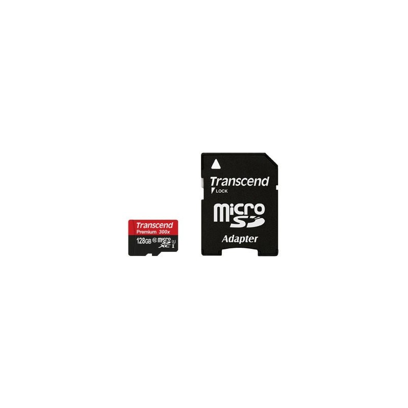 Sd Microsd Card 128Gb Transcend Sdxc Uhs1 W/Adapter