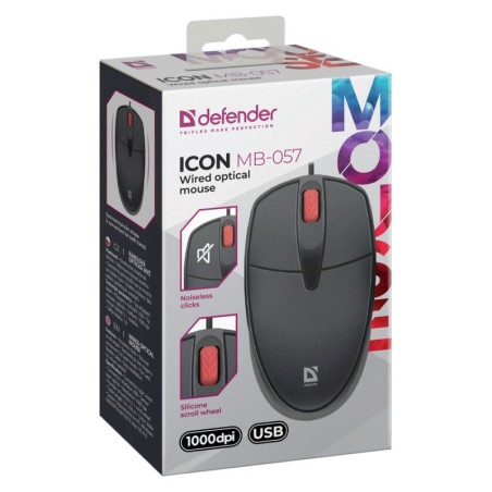Defender Mysz Icon Mb-057 Czarna Optical 1000Dpi 3P