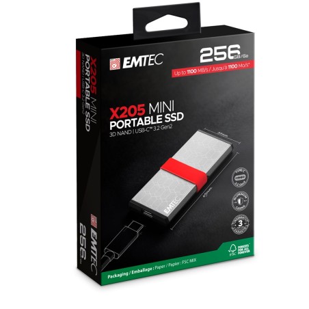 Emtec X205 Mini 256 Gb Usb Type-C Usb 3.2 Gen 2X2 Srebrny