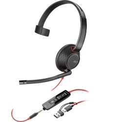Poly Jednouszny Zestaw Słuchawkowy Usb-C Blackwire 5210 + Wtyczka 3,5 Mm + Przejściówka Usb-C/A