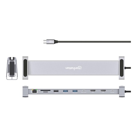 Manhattan 190398 Stacja Dokująca Przewodowa Usb 3.2 Gen 1 (3.1 Gen 1) Type-C Szary