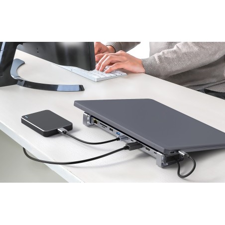 Manhattan 190398 Stacja Dokująca Przewodowa Usb 3.2 Gen 1 (3.1 Gen 1) Type-C Szary