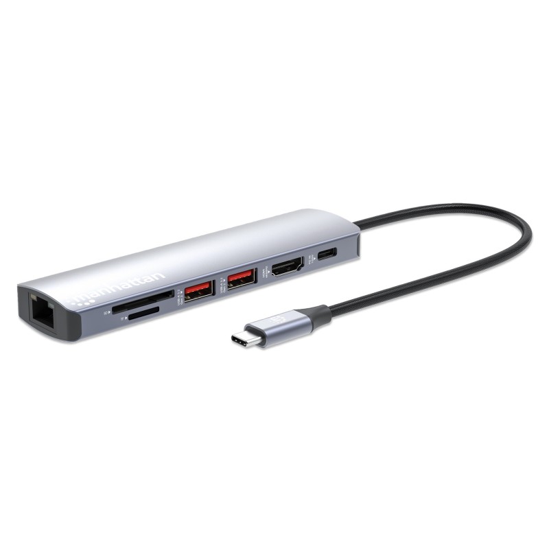 Manhattan 153966 Stacja Dokująca Przewodowa Usb 3.2 Gen 2 (3.1 Gen 2) Type-C Srebrny
