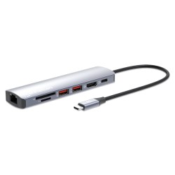 Manhattan 153966 Stacja Dokująca Przewodowa Usb 3.2 Gen 2 (3.1 Gen 2) Type-C Srebrny
