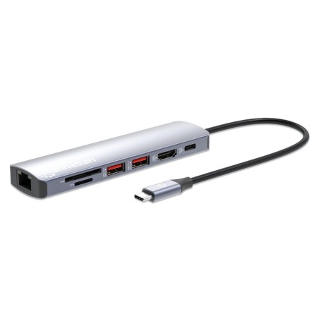 Manhattan 153966 Stacja Dokująca Przewodowa Usb 3.2 Gen 2 (3.1 Gen 2) Type-C Srebrny