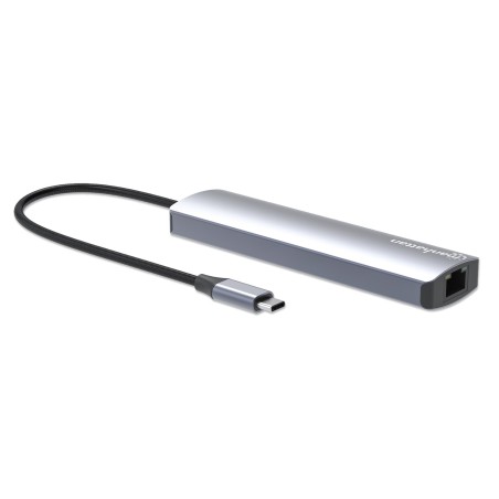 Manhattan 153966 Stacja Dokująca Przewodowa Usb 3.2 Gen 2 (3.1 Gen 2) Type-C Srebrny