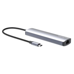 Manhattan 153966 Stacja Dokująca Przewodowa Usb 3.2 Gen 2 (3.1 Gen 2) Type-C Srebrny