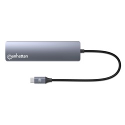Manhattan 153966 Stacja Dokująca Przewodowa Usb 3.2 Gen 2 (3.1 Gen 2) Type-C Srebrny
