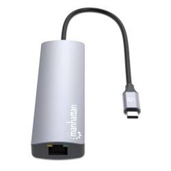 Manhattan 153966 Stacja Dokująca Przewodowa Usb 3.2 Gen 2 (3.1 Gen 2) Type-C Srebrny