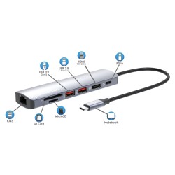 Manhattan 153966 Stacja Dokująca Przewodowa Usb 3.2 Gen 2 (3.1 Gen 2) Type-C Srebrny