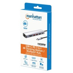 Manhattan 153966 Stacja Dokująca Przewodowa Usb 3.2 Gen 2 (3.1 Gen 2) Type-C Srebrny