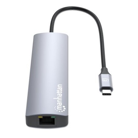Manhattan 153966 Stacja Dokująca Przewodowa Usb 3.2 Gen 2 (3.1 Gen 2) Type-C Srebrny