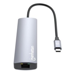 Manhattan 153966 Stacja Dokująca Przewodowa Usb 3.2 Gen 2 (3.1 Gen 2) Type-C Srebrny