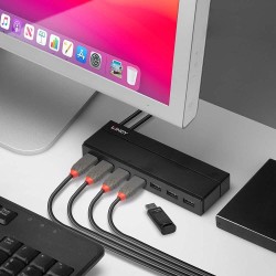 Lindy 43228 Huby I Koncentratory Usb 3.2 Gen 1 (3.1 Gen 1) Type-A 5000 Mbit/S Czarny