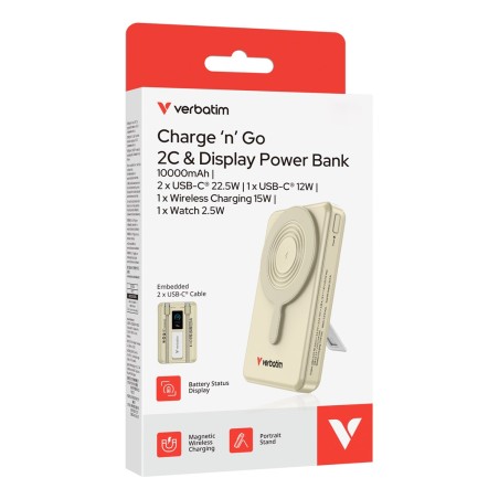 Verbatim 32274 Bank Mocy Litowo-Polimerowy (Lipo) 10000 Mah Bezprzewodowe Ładowanie Złoto