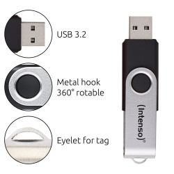 Intenso Usb 256Gb Office Line 3.2 Gen1 Silver-Black Pamięć Usb Usb Typu-A 3.2 Gen 1 (3.1 Gen 1) Czarny, Srebrny