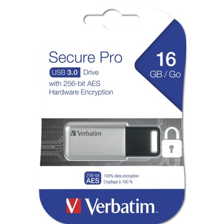 Verbatim Secure Pro Pamięć Usb 16 Gb Usb Typu-A 3.2 Gen 1 Srebrny