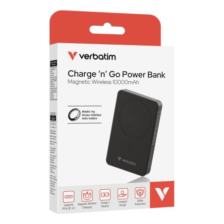 Verbatim Charge 'N' Go Essentials 10000 Mah Bezprzewodowe Ładowanie Czarny