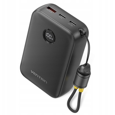 Powerbank Vention 20000Mah 2 X Usb-C 1X Usb-A Z Wyświetlaczem 22,5W Czarny