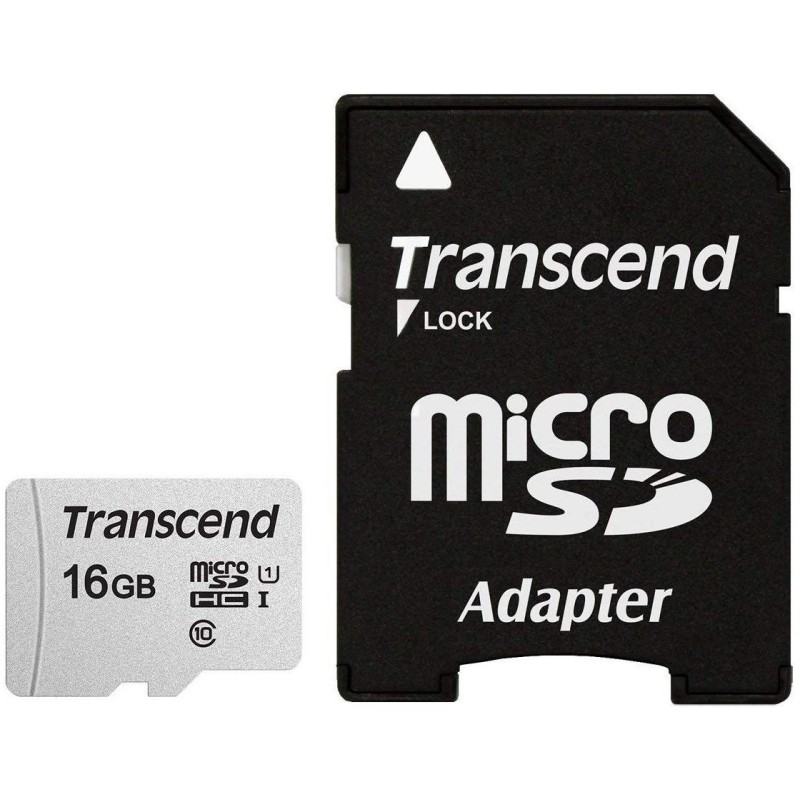 Sd Microsd Card  16Gb Transcend Sdhc Usd300S-A W/Adapter